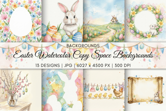 Download Easter Watercolor Copy Space Backgrounds - Premium Bundle