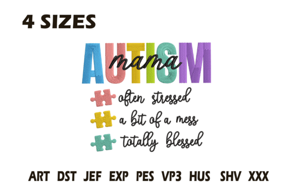 Download Autism Mama Embroidery Design Blessed - Mama embroidery Collection